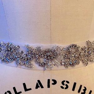 Wedding belt- Swarovski and beads on tulle